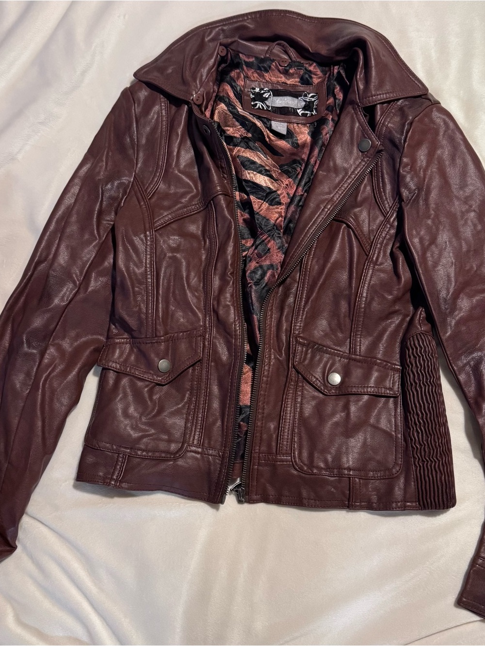 Daytrip Wine Faux Leather Moto Jacket
